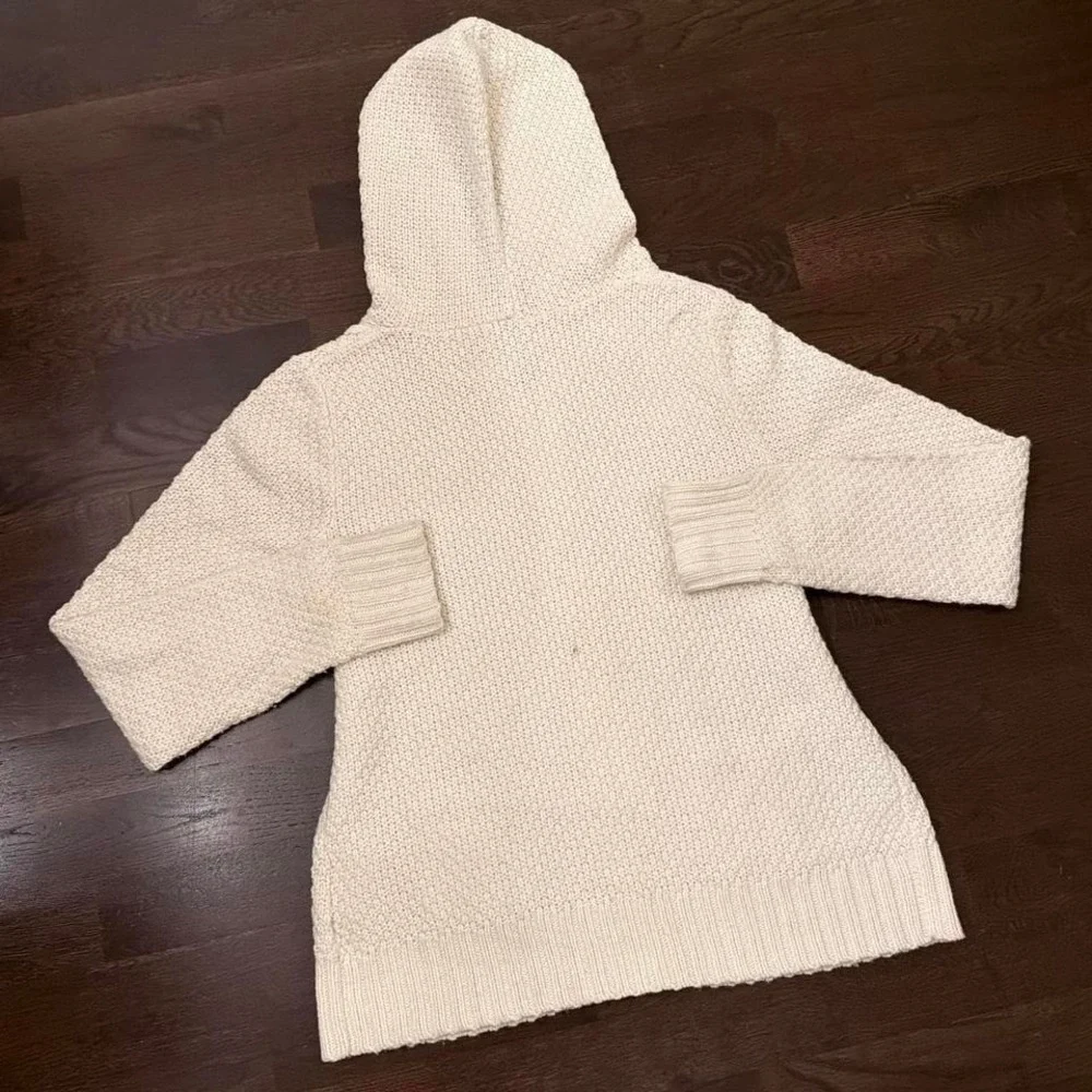 Y2K‎ Vintage Old Navy Lambswool Hooded Cable Knit 3D Zip Up Sweater | Cream | XL